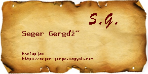 Seger Gergő névjegykártya